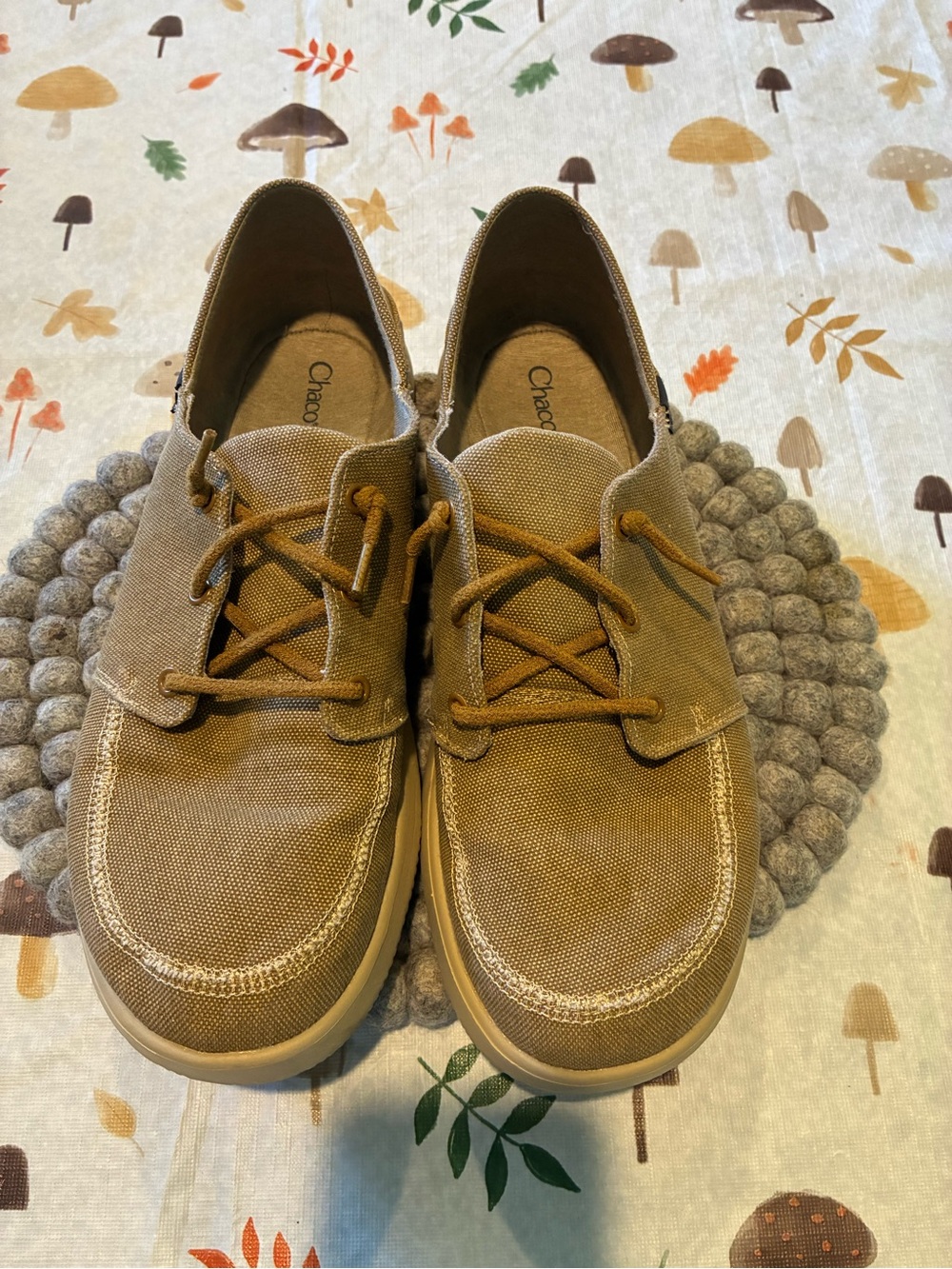 Chaco Men's Canvas Lace-Up Loafers in Brown size 10
